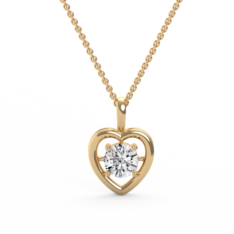 Round Diamond Heart Shape Pendant