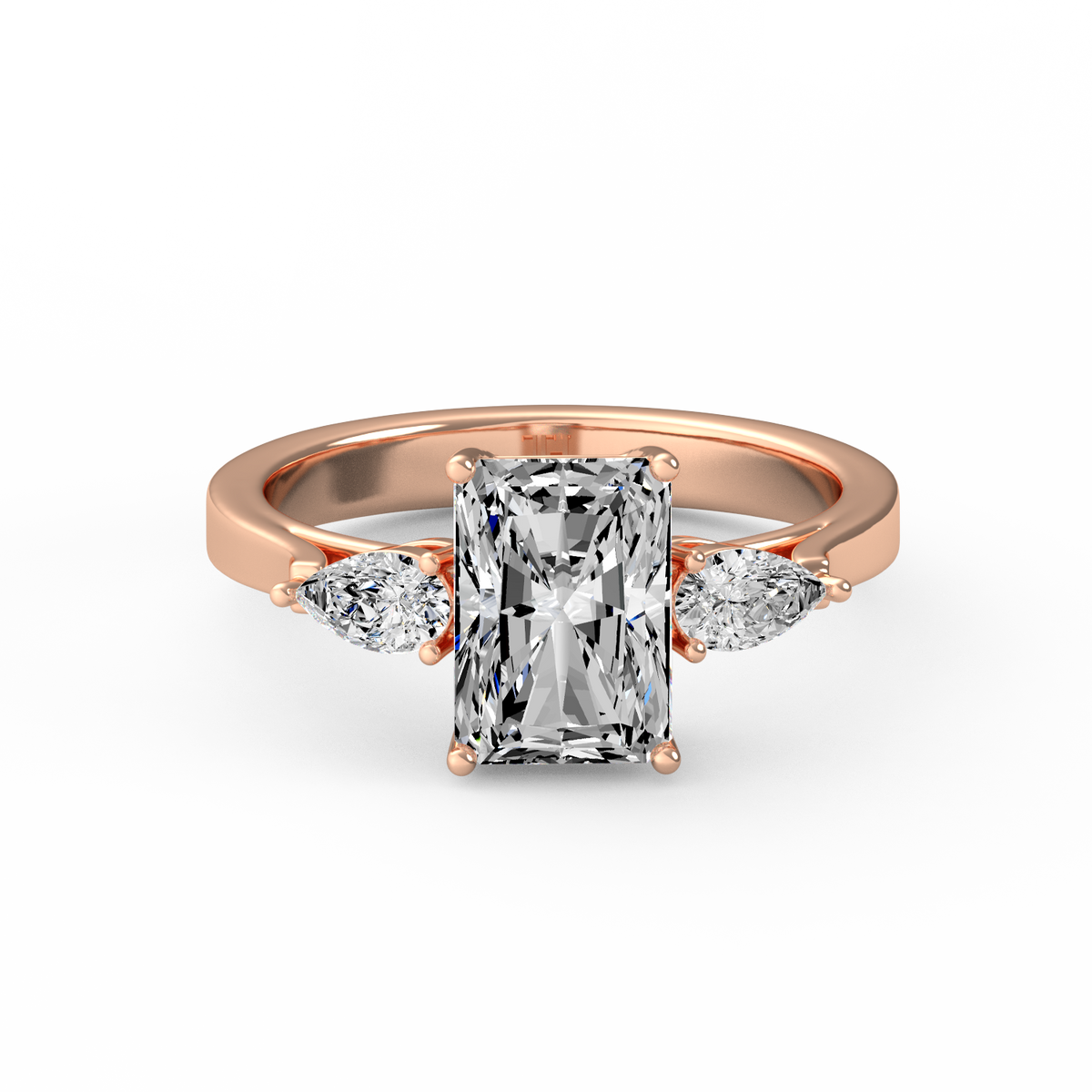 Emerald 2ct Three Stone Ring R-225