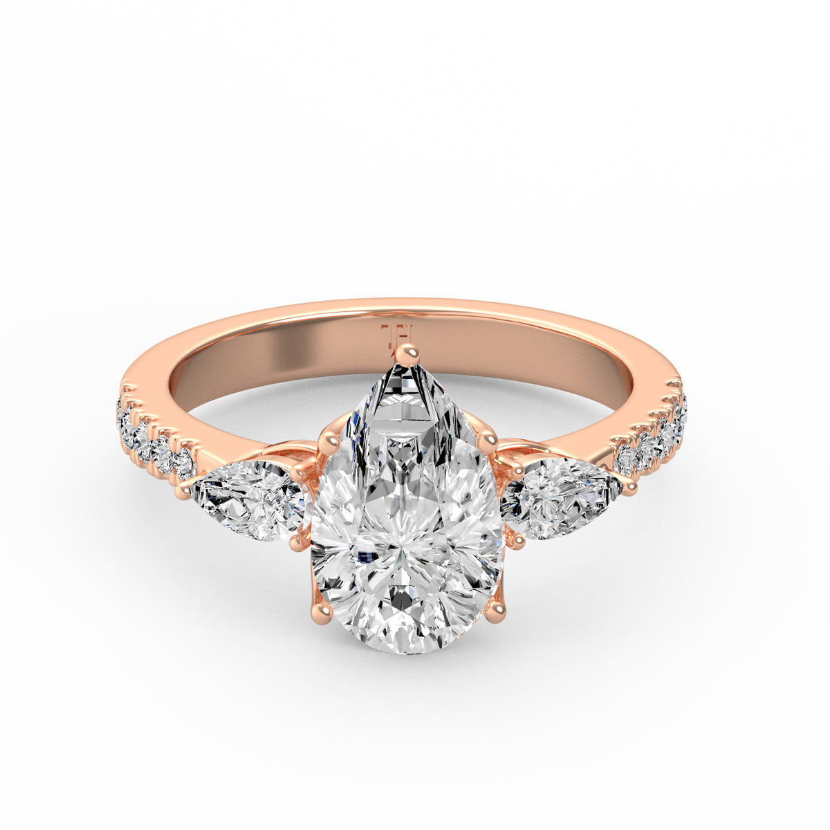 Pear Three Stone Ring