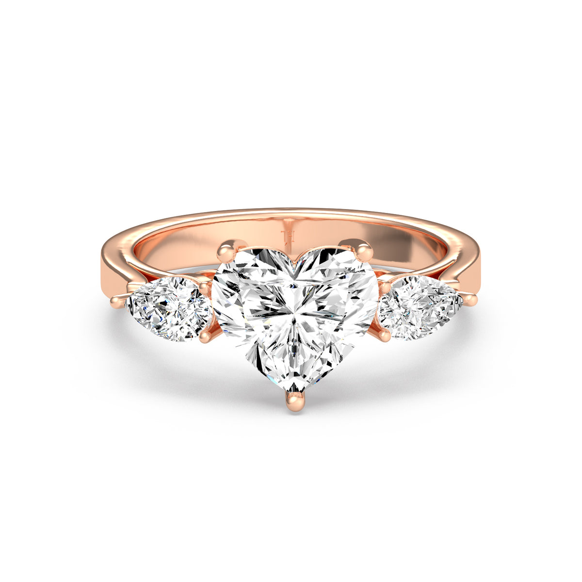 Heart Pear Three Stone Ring