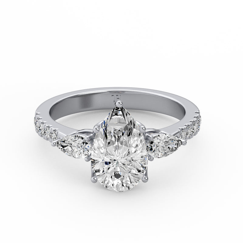 Pear Three Stone Ring