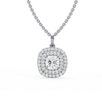 Cushion Double Halo Diamond Pendant