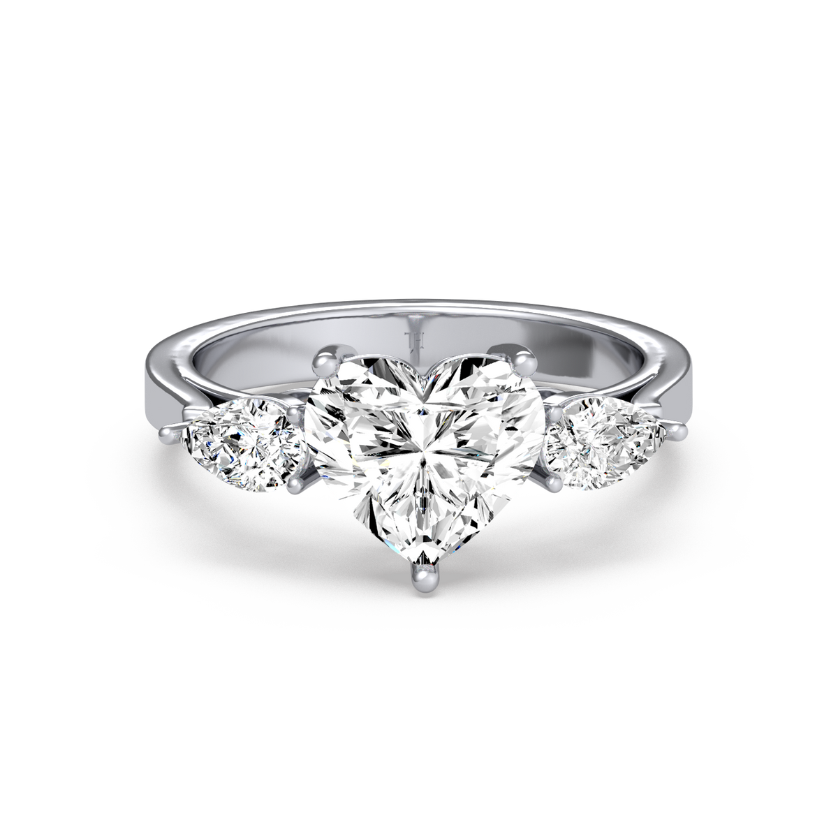 Three Stone 2ct Heart Ring