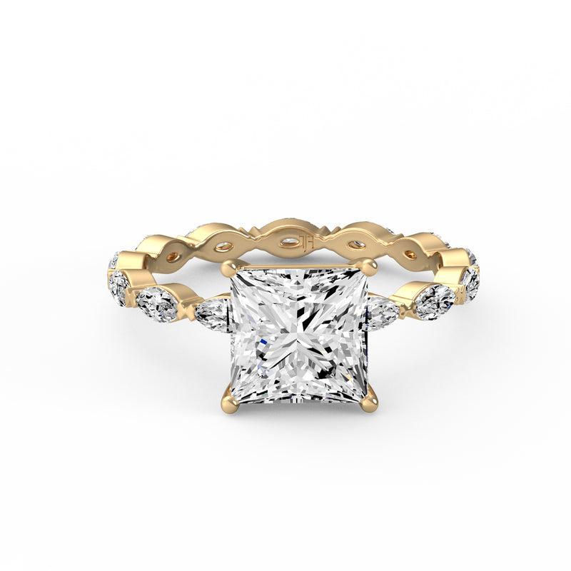 Princess Side Stone Ring