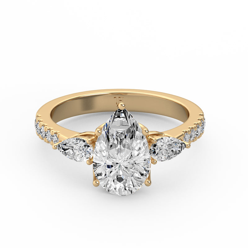 Pear Three Stone Ring