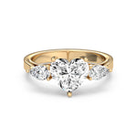 Heart Pear Three Stone Ring