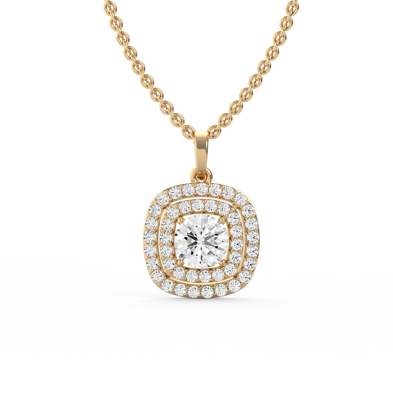 Cushion Double Halo Diamond Pendant