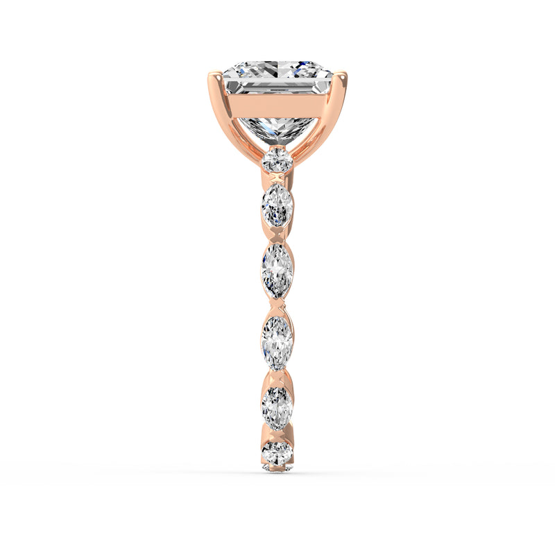 Princess Side Stone Ring