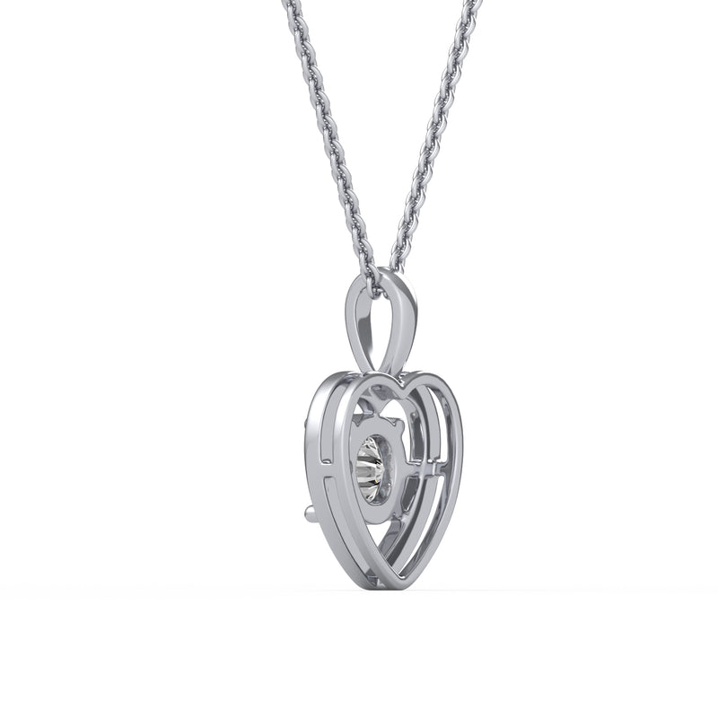 Classic Heart Round Diamond Pendant