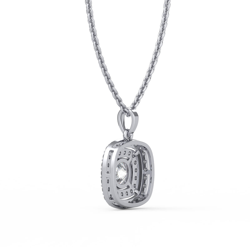 Cushion Double Halo Diamond Pendant