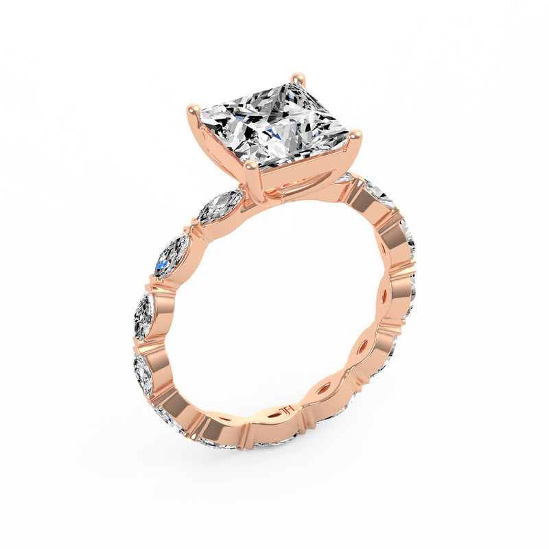 Princess Side Stone Ring