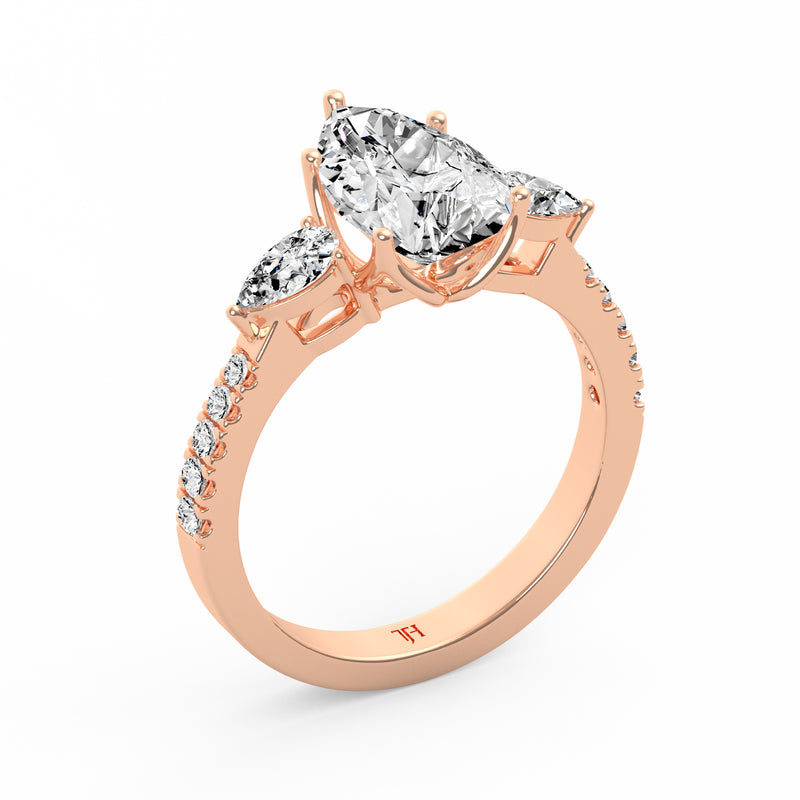 Pear Three Stone Ring