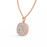 Cushion Double Halo Diamond Pendant