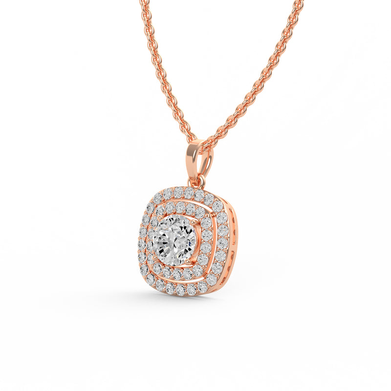 Cushion Double Halo Diamond Pendant