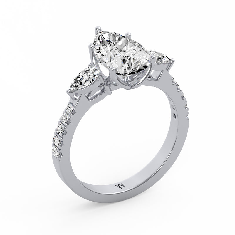 Pear Three Stone Ring