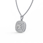 Cushion Double Halo Diamond Pendant