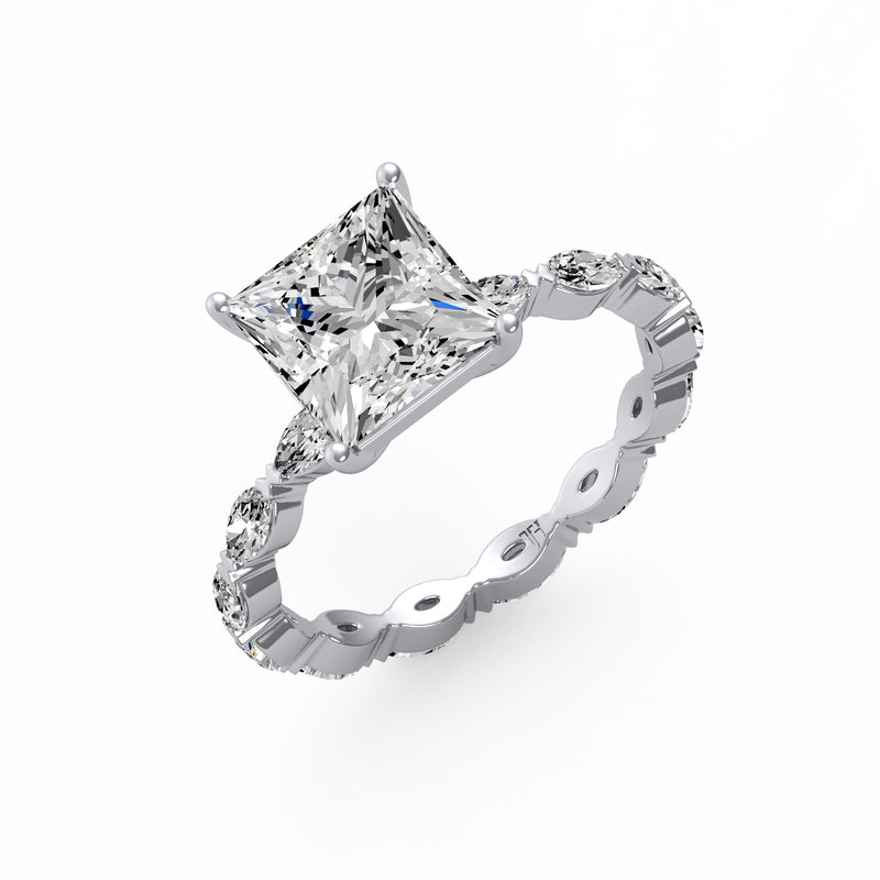 Princess Side Stone Ring
