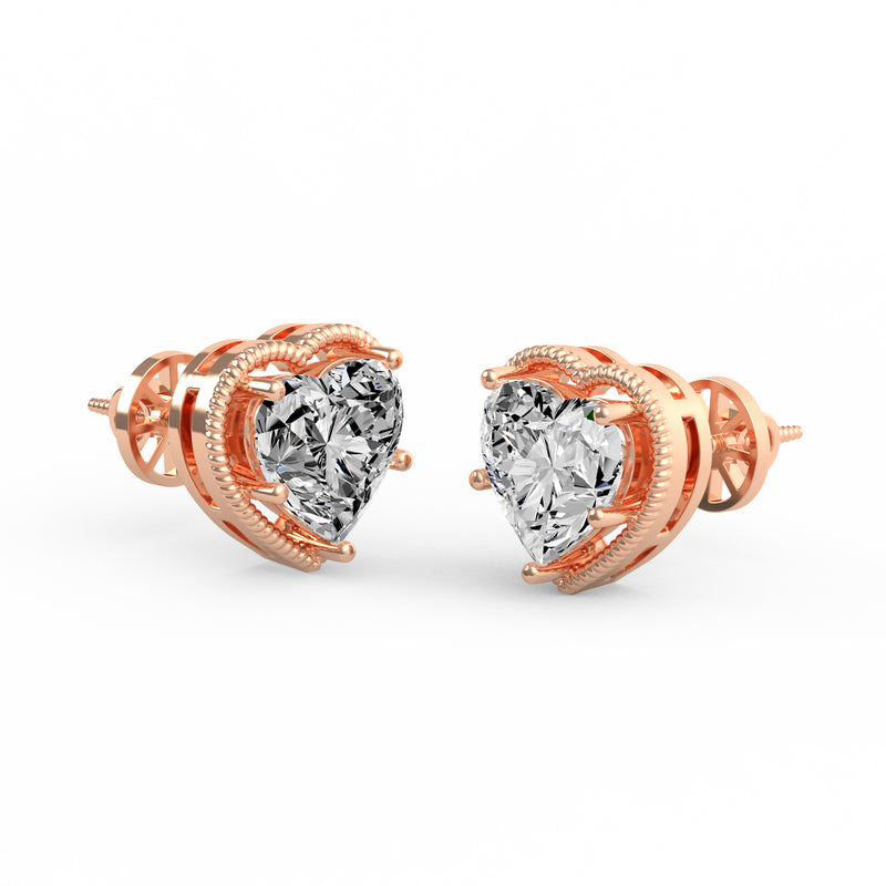 Fancy Heart Diamond Studs