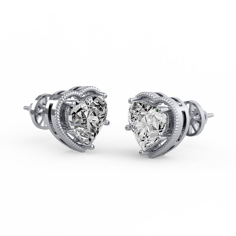 Fancy Heart Diamond Studs
