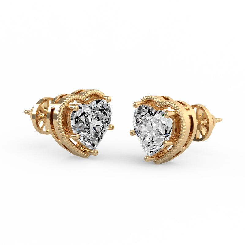Fancy Heart Diamond Studs