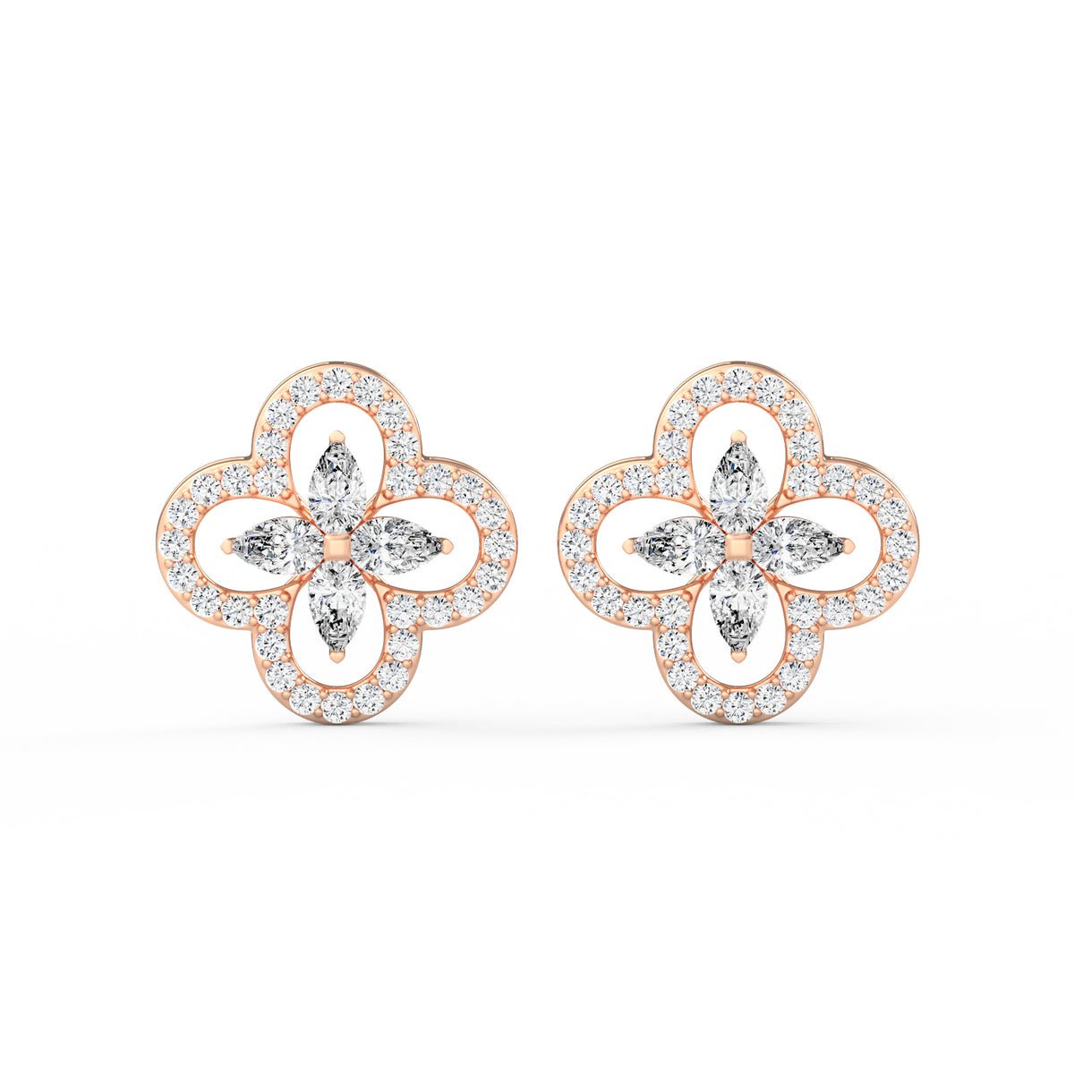 Pear Round Diamond Studs