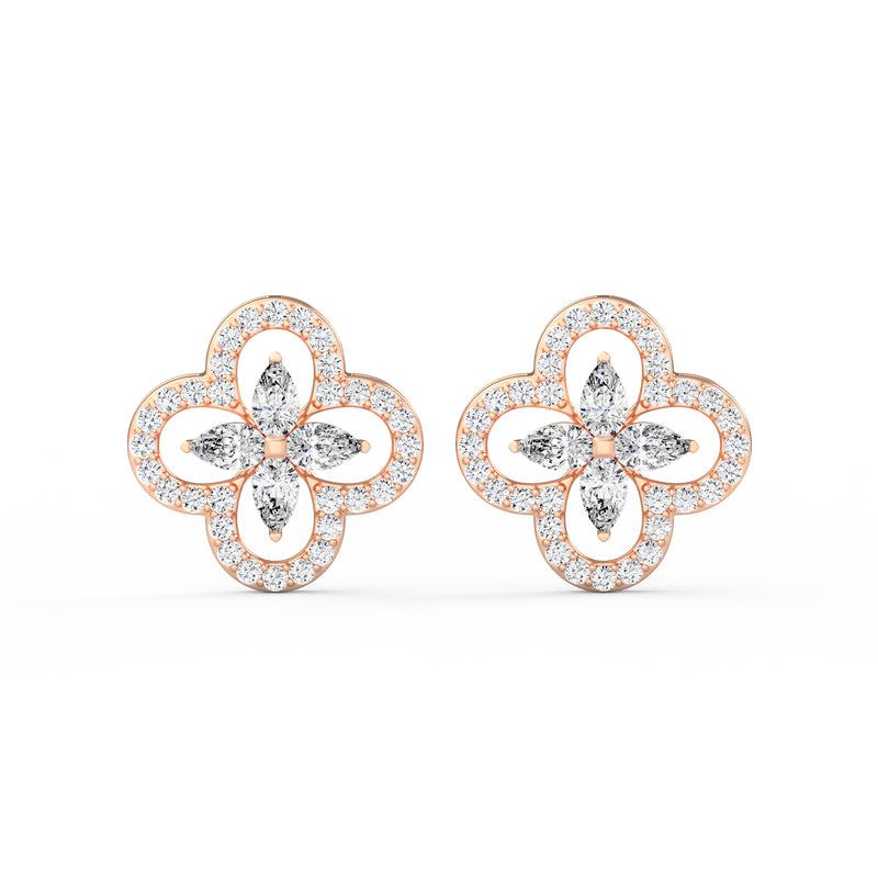 Pear Round Diamond Studs