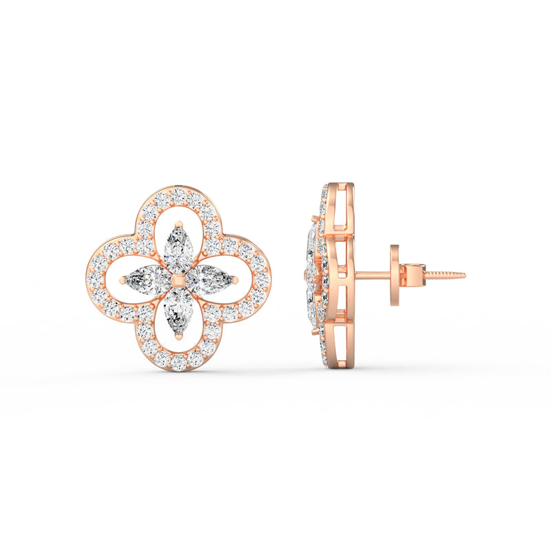 Pear Round Diamond Studs