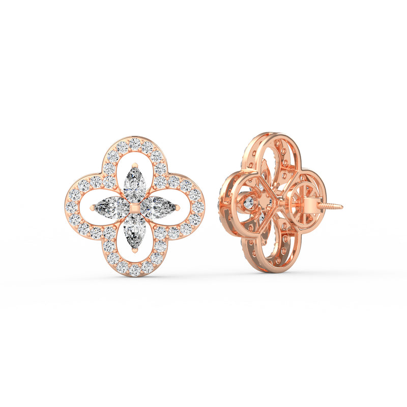 Pear Round Diamond Studs