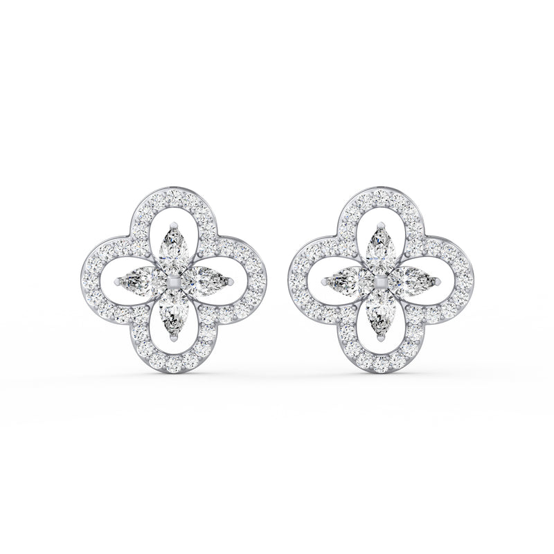 Pear Round Diamond Studs