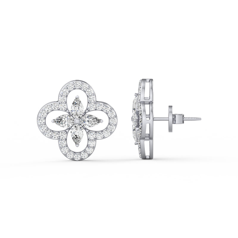 Pear Round Diamond Studs