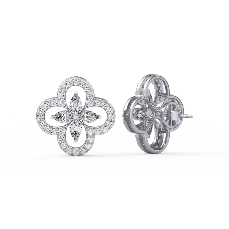 Pear Round Diamond Studs