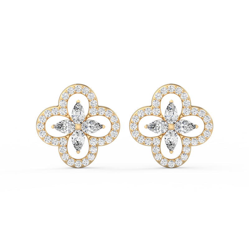 Pear Round Diamond Studs