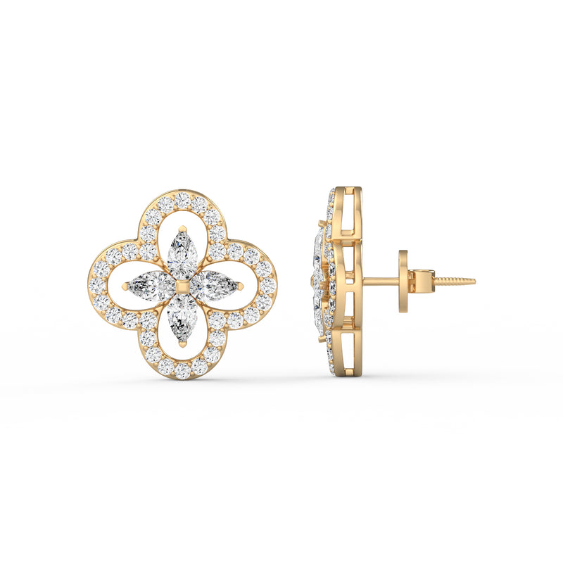 Pear Round Diamond Studs
