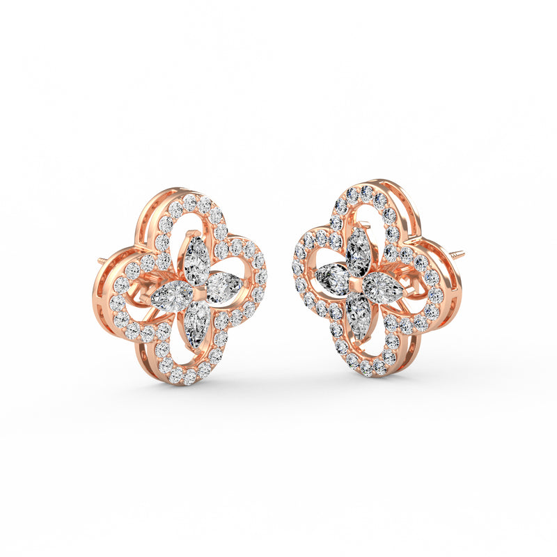 Pear Round Diamond Studs
