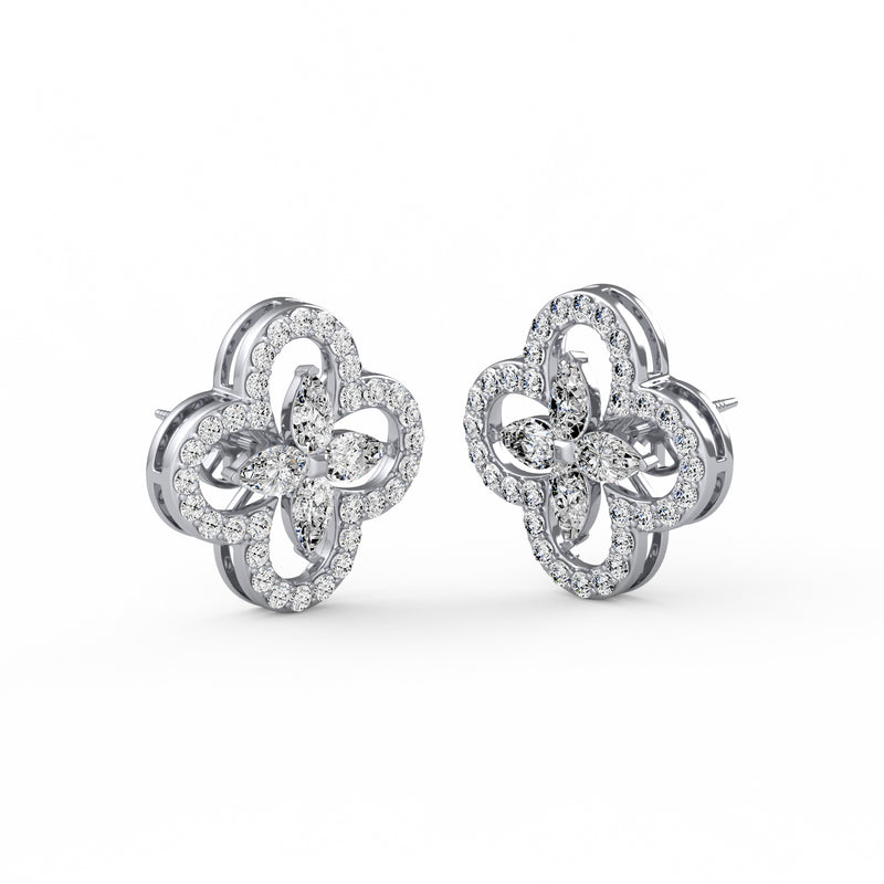 Pear Round Diamond Studs