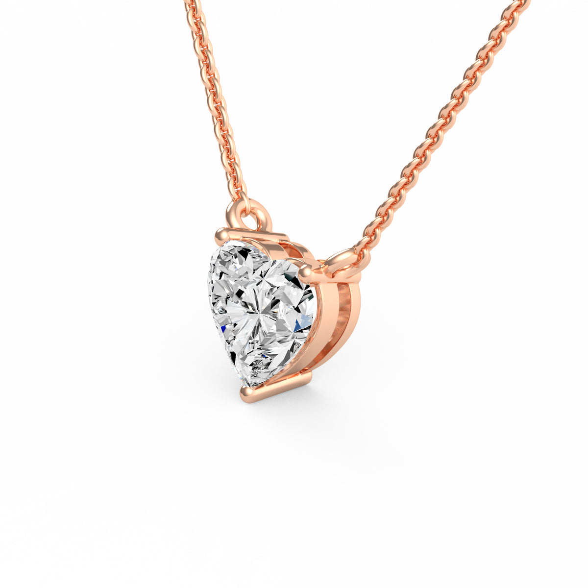 Three Prong Heart Diamond Pendant