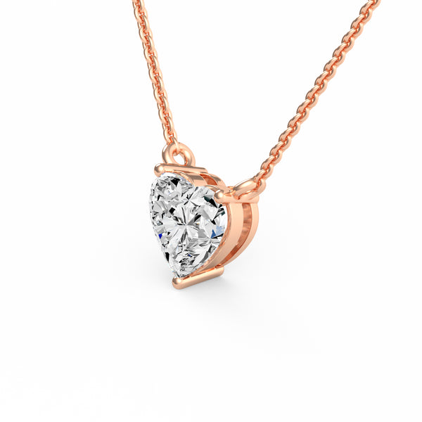 Three Prong Heart Diamond Pendant