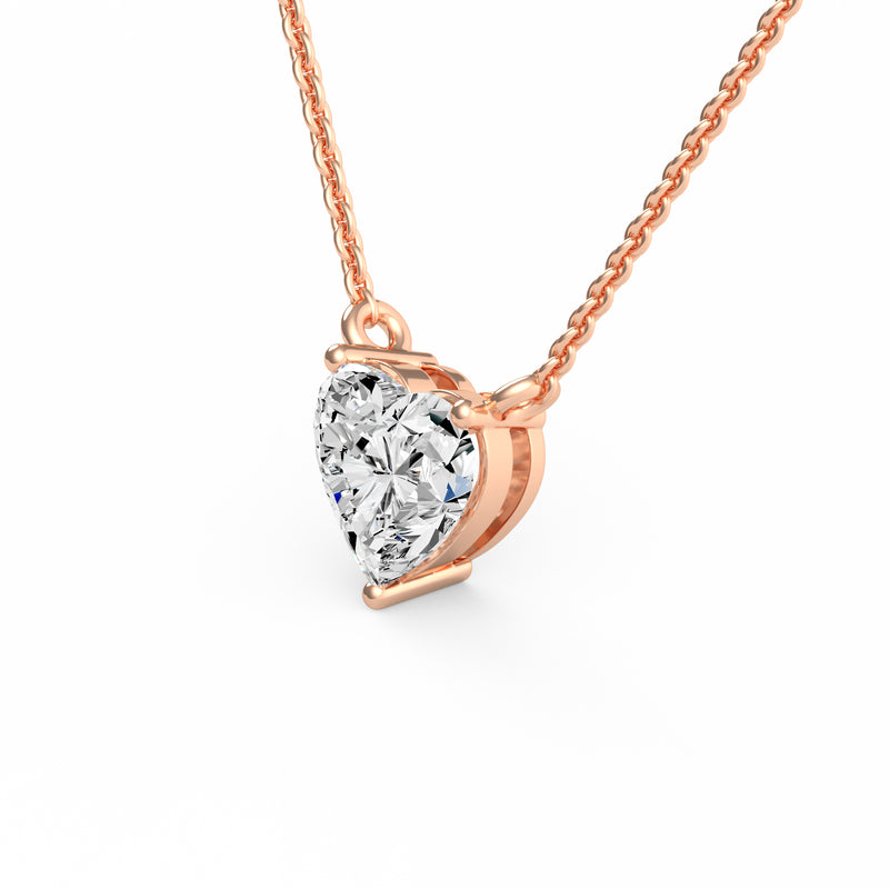 Three Prong Heart Diamond Pendant
