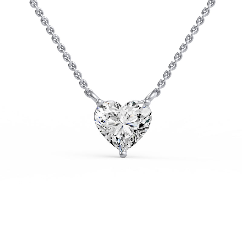 Three Prong Heart Diamond Pendant