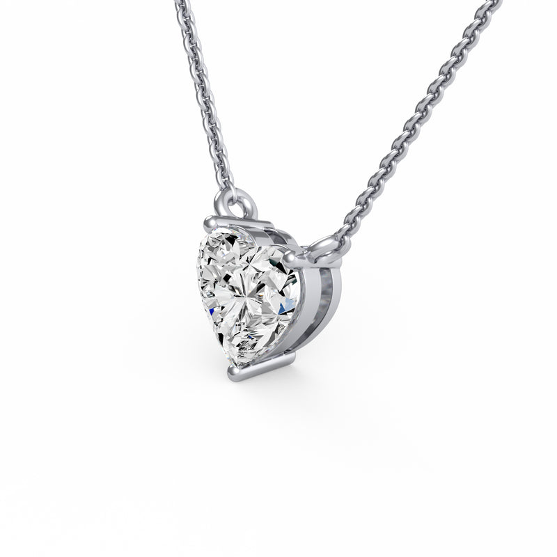 Three Prong Heart Diamond Pendant