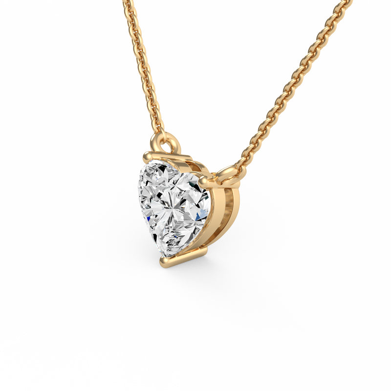 Three Prong Heart Diamond Pendant