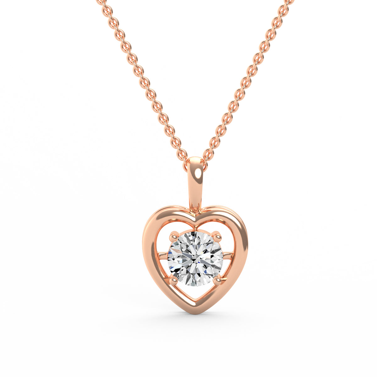 Classic Heart Round Diamond Pendant