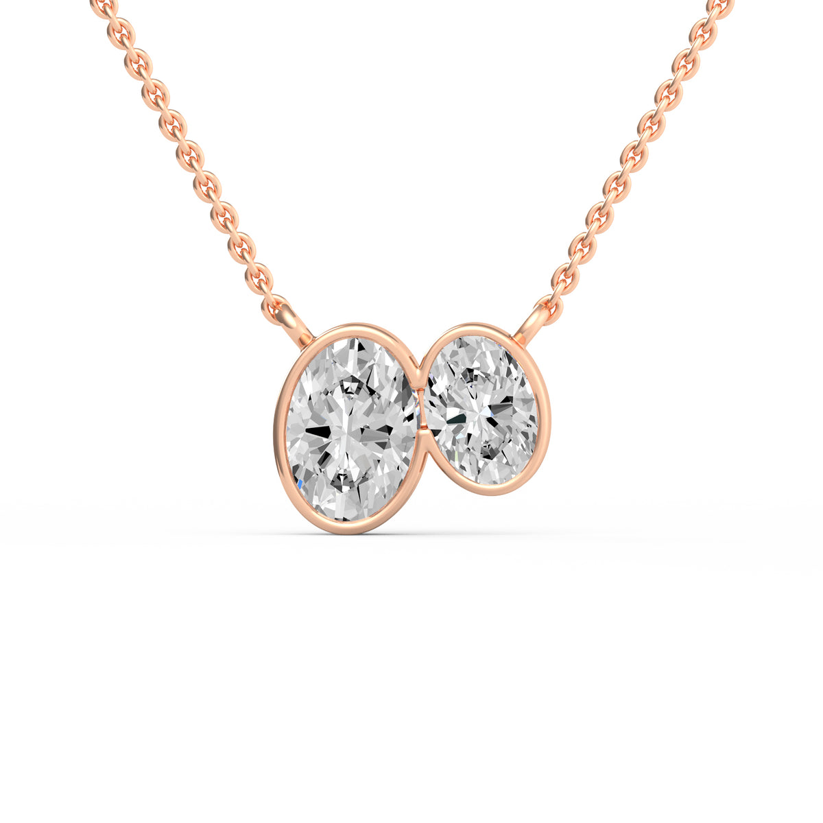 Classic Oval Toi et Moi Diamond Pendant