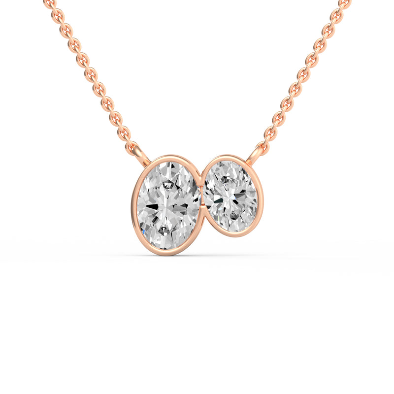 Classic Oval Toi et Moi Diamond Pendant