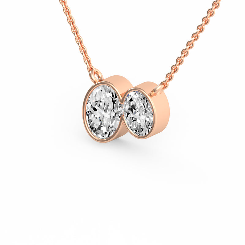 Classic Oval Toi et Moi Diamond Pendant