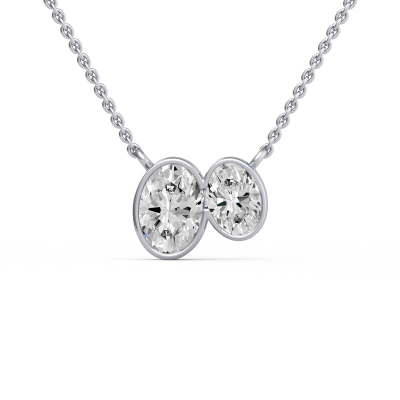 Classic Oval Toi et Moi Diamond Pendant