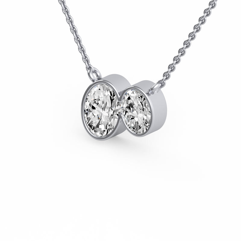 Classic Oval Toi et Moi Diamond Pendant