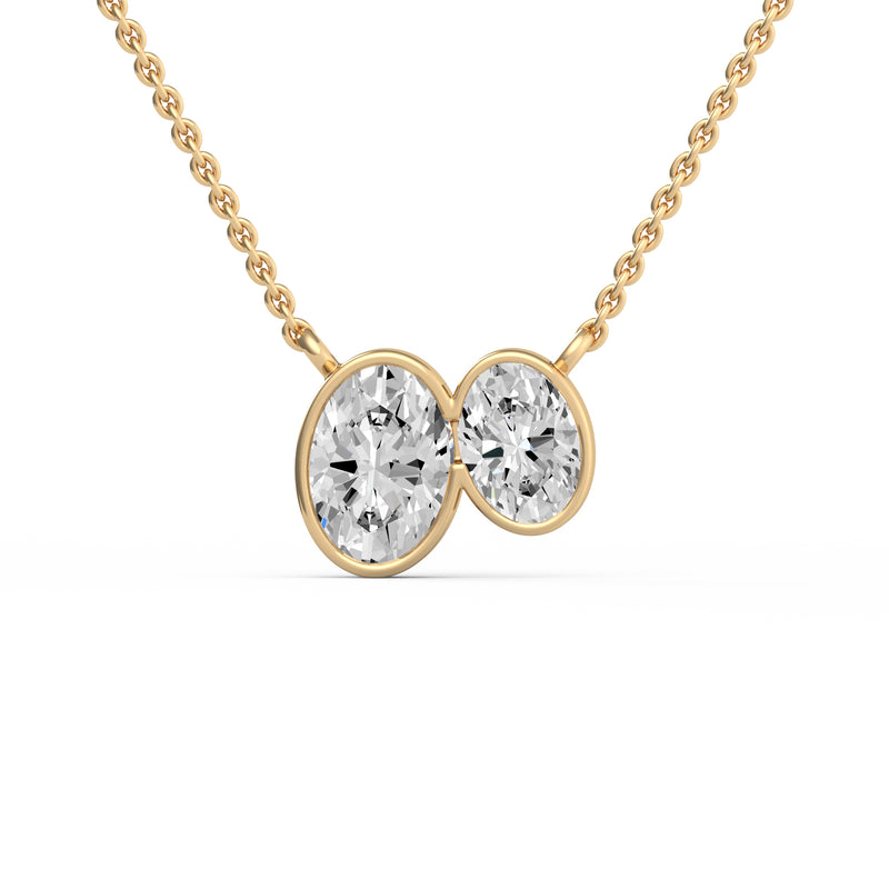 Classic Oval Toi et Moi Diamond Pendant