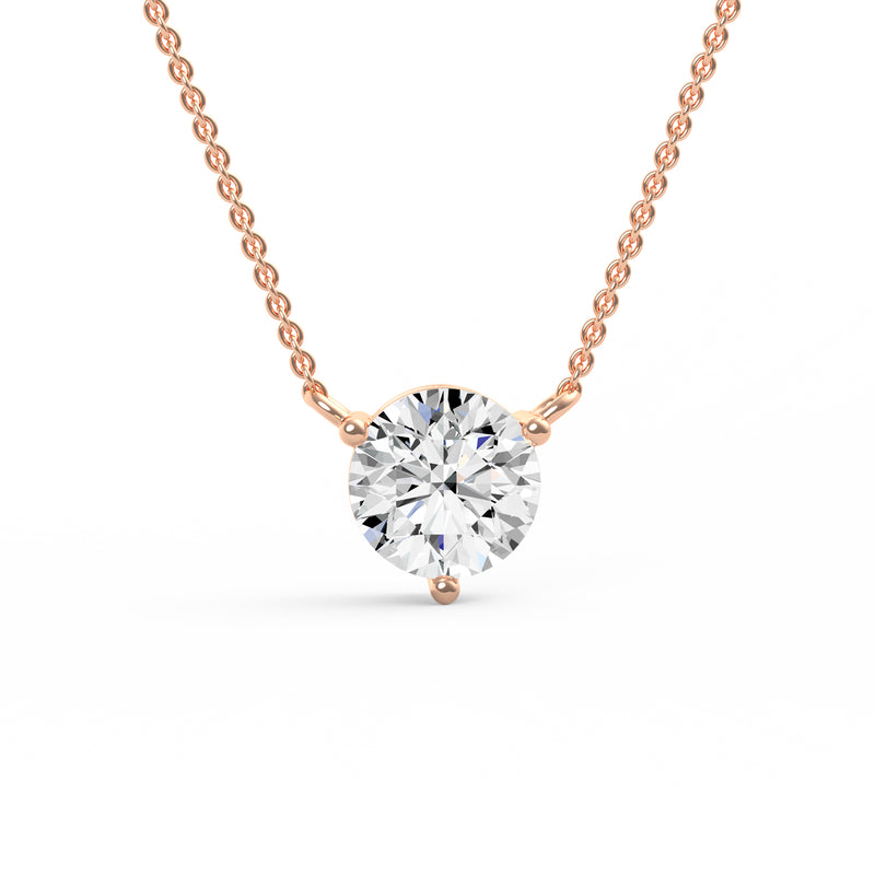 Three Prong Round Diamond Pendant