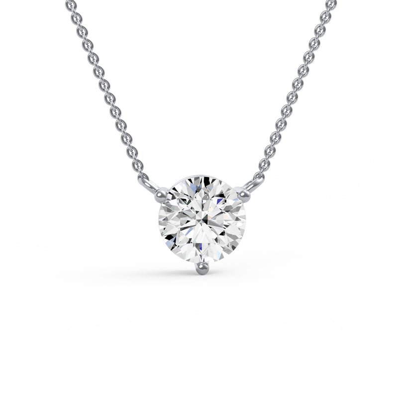 Three Prong Round Diamond Pendant